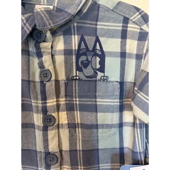 NWT Kids Bluey Long Sleeved Collared Button Down Flannel Shirt‎ Size 12 Months - Picture 3 of 5